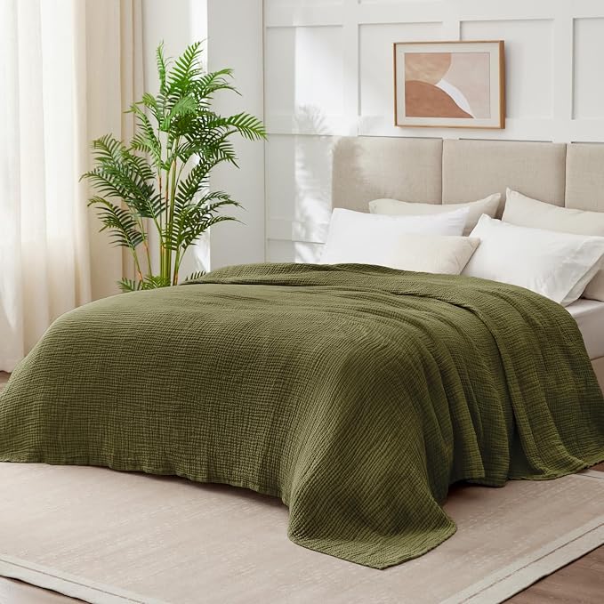 100% Cotton Muslin Blanket King 108" x 90", Breathable and Lightweight Cotton - Image 6
