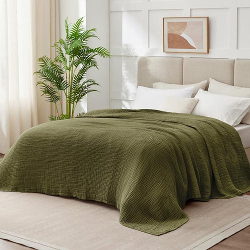 100% Cotton Muslin Blanket California King 120" x 90", 6 Layers Breathable and - Image 2