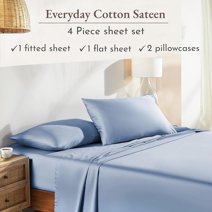 California Design Den Natural 100% Cotton Sheets Full Size Bed Set - Image 4