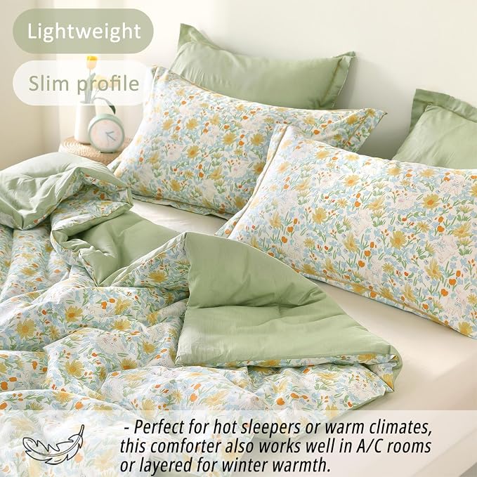 LEMIROE Floral Cotton Comforter King Size 3Pcs - Image 3