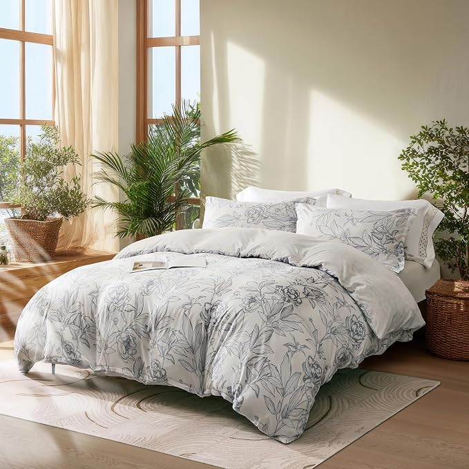 OAITE Duvet Cover Twin Size, Reversible Shallow Bottom Printing White Duvet - Image 2