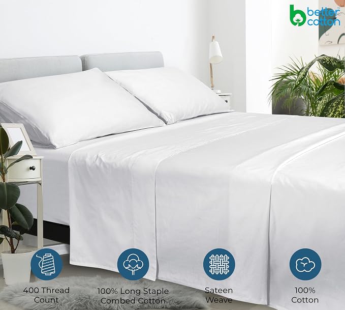 400 Thread Count 100% American Grown Cotton Flat Sheet - Image 7