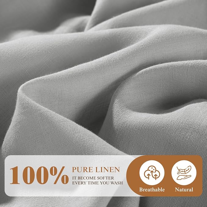 SONORO KATE 100% French Linen Fitted Sheet - Image 2