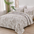 WONGS BEDDING Botanical Quilt Set California King Size, Khaki 3 Pieces Toile by WONGSBEDDING