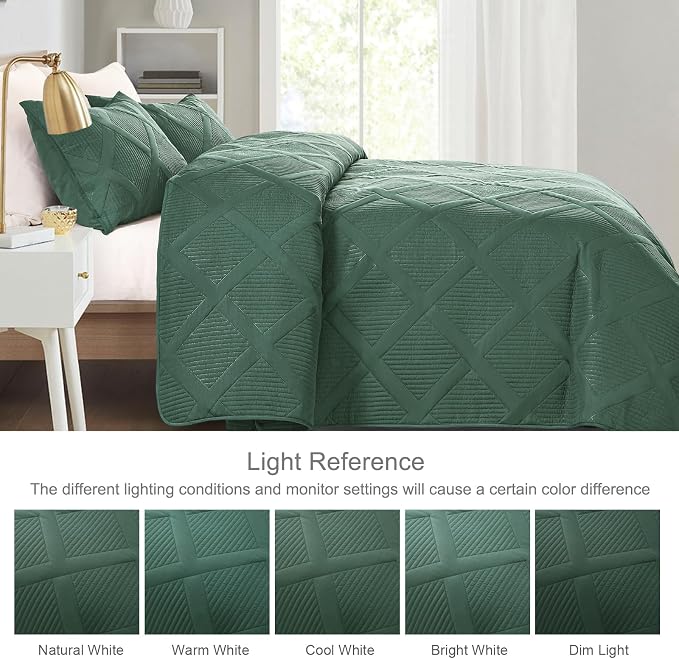 Exclusivo Mezcla Oversized King Quilt Set- Green Cal King Quilts Bedding Set - Image 3
