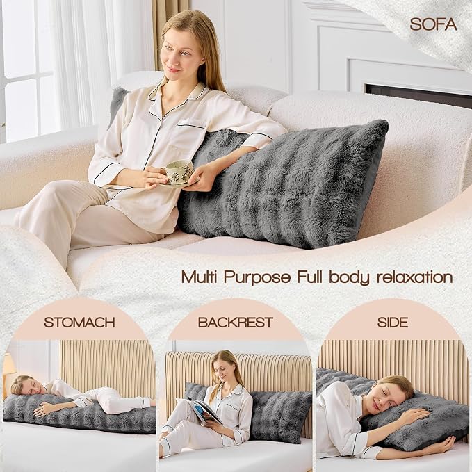 YZ HOME Faux Fur Fluffy Body Pillow - Image 5