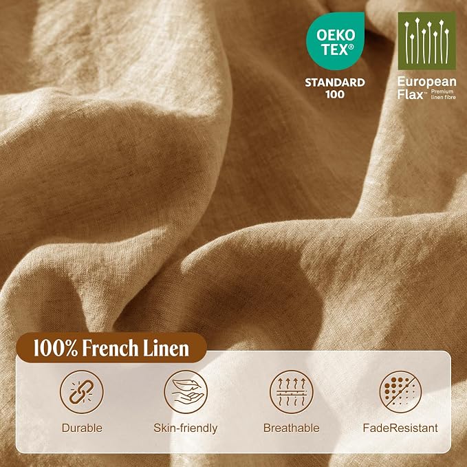 LBRO2M 100% France Linen Duvet Cover Set King Size 3 Pcs Natural Flax Comforter - Image 3