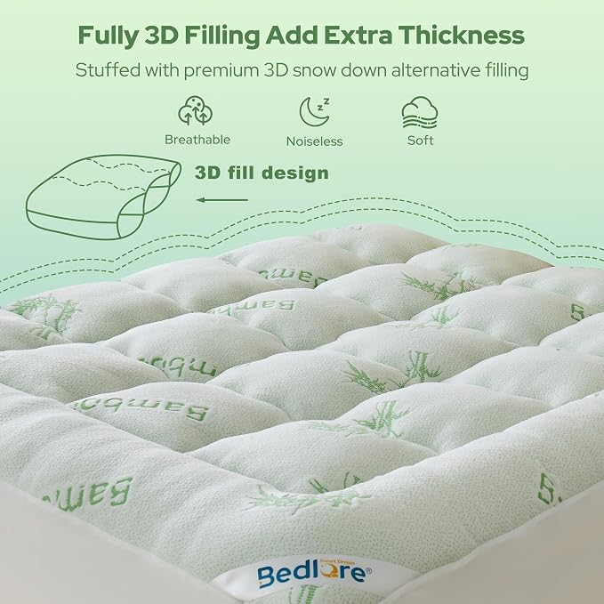 BEDLORE Twin XL Mattress Topper Viscose Derived from Bamboo, Thick Pillow Top - Image 5
