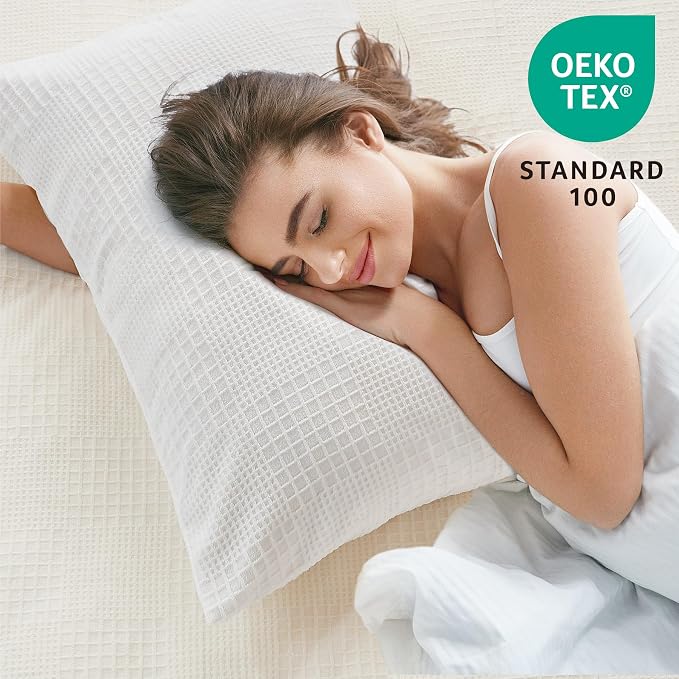 BEDELITE Flannel King Size Pillow Cases Set of 2, Decorative Waffle Weave - Image 5