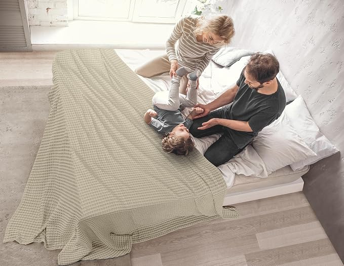Utopia Bedding 100% Cotton Waffle Weave Blanket Queen Size - Image 7