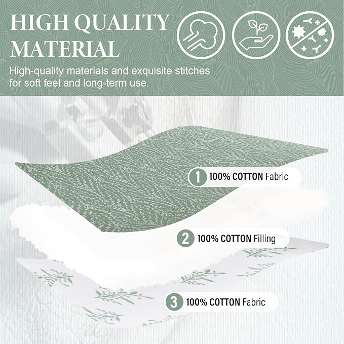 SahSahCasa Quilt Set King Size, 100% Cotton Quilt Bedding Set Bedspread - Image 5