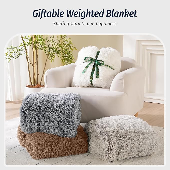 Wemore Shaggy Long Fur Faux Fur Weighted Blanket, Cozy and Fluffy Plush Sherpa - Image 5