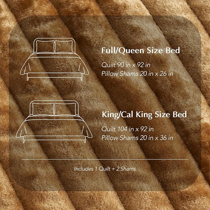 EVERGRACE Velvet Quilt Set King Size, Luxurious Soft Striped Channel Bedding Set - Image 8