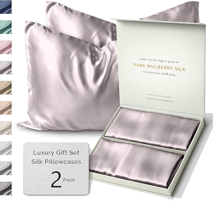 Sunday Silks™ | Silk Pillow Cases 2 Pack | 22 Momme Mulberry Silk Pillowcase by ColoradoHomeCo