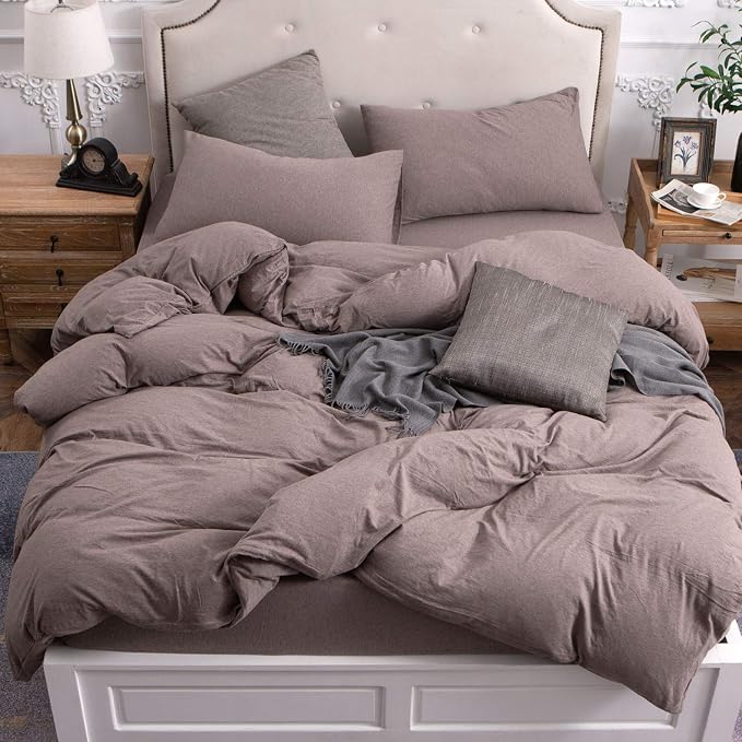 PURE ERA Jersey Knit Duvet Cover Set 100% T-Shirt Cotton Super Soft Comfy 3pc by PUREERA