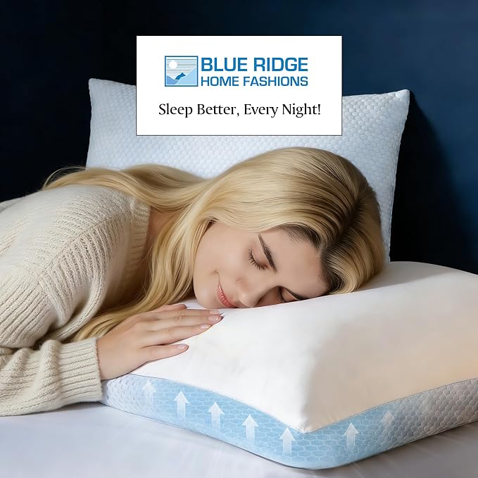 Blue Ridge Home Fashions Cooling Bed Pillows King Size Set of 2, Reversible - Image 8