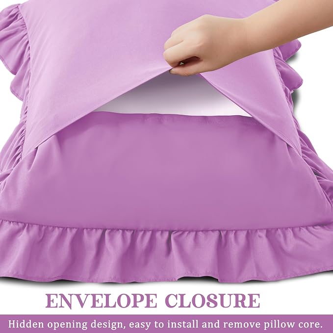 KKJIAF Ruffle Pillow Cases Queen Size Set of 2, Ruffled Pillow Covers - Image 5