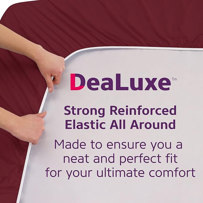 Kids Twin Deep Pocket Fitted Sheet 16'18' Deep Mattress & Toppers Burgundy - Image 4