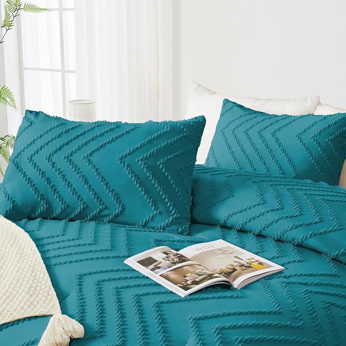 Andency Turquoise Comforter Set Queen Size, Boho Soft Warm Tufted Bedding - Image 4