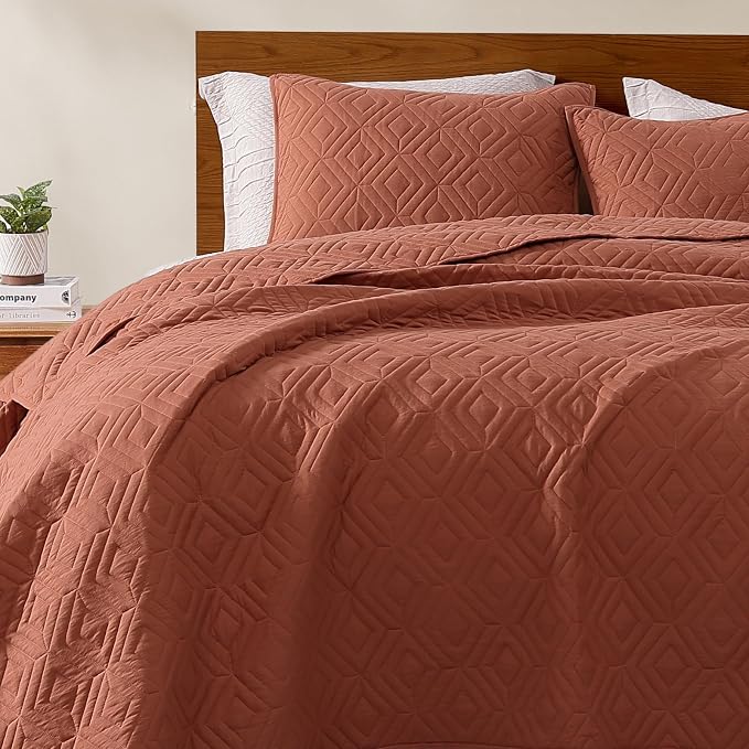 WRENSONGE Queen Quilt-3 Pieces Geometric Autumn Leaf Bedspreads Queen Size - Image 3