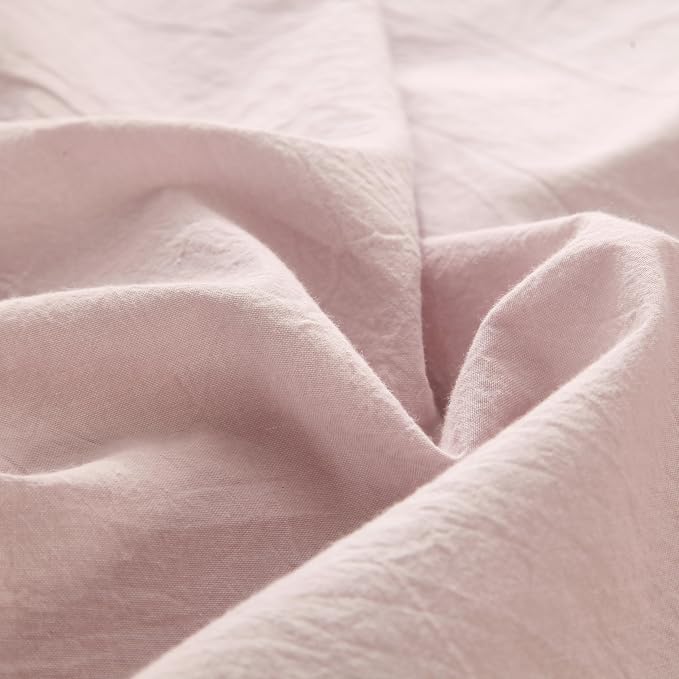 MooMee Fitted Bottom Sheet Only 100% Washed Cotton Linen Like Textured - Image 9
