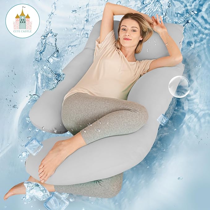 Cute Castle Cooling Cover Pregnancy Pillows, Soft U-Shape Maternity Pillow - Image 2