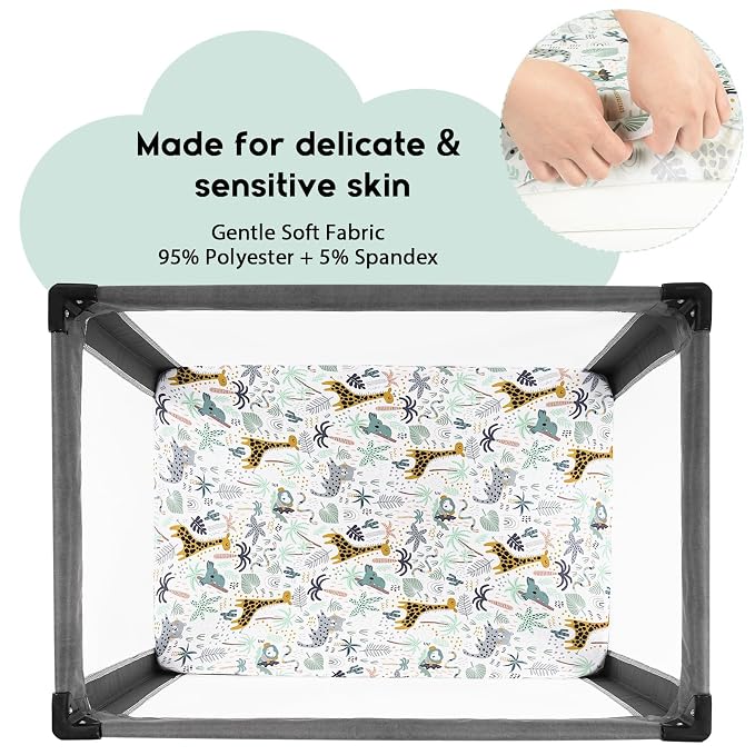 Yoofoss Pack and Play Sheets Fitted, Mini Crib Sheets 2-Pack - Image 2