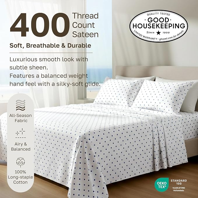 California Design Den Soft 100% Cotton Queen Sheet Set, 400 TC Good - Image 3