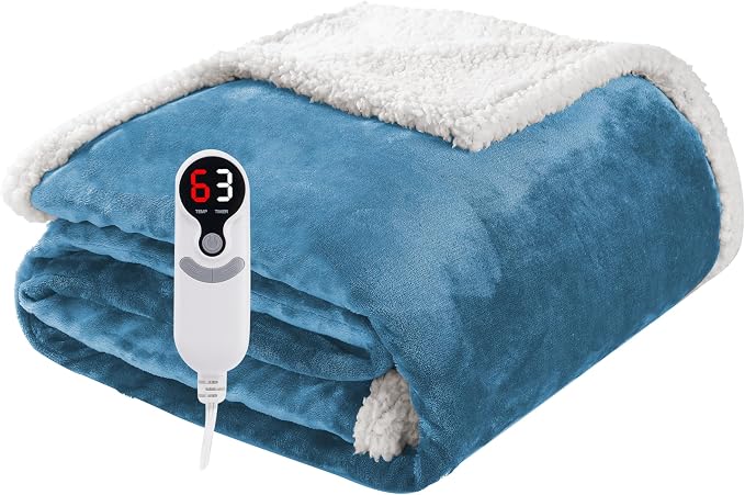 Electric Heated Blanket Throw Size 50"x60", Soft Flannel by Soypipo