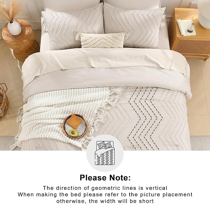 Andency Queen Comforter Set Beige, Comforters Queen Size Boho Cream Soft Warm - Image 5