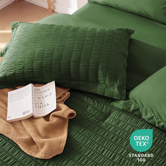 MUXHOMO 5 Pieces Twin XL Comforter Set, Seersucker Bed in a Bag Twin XL Size - Image 9