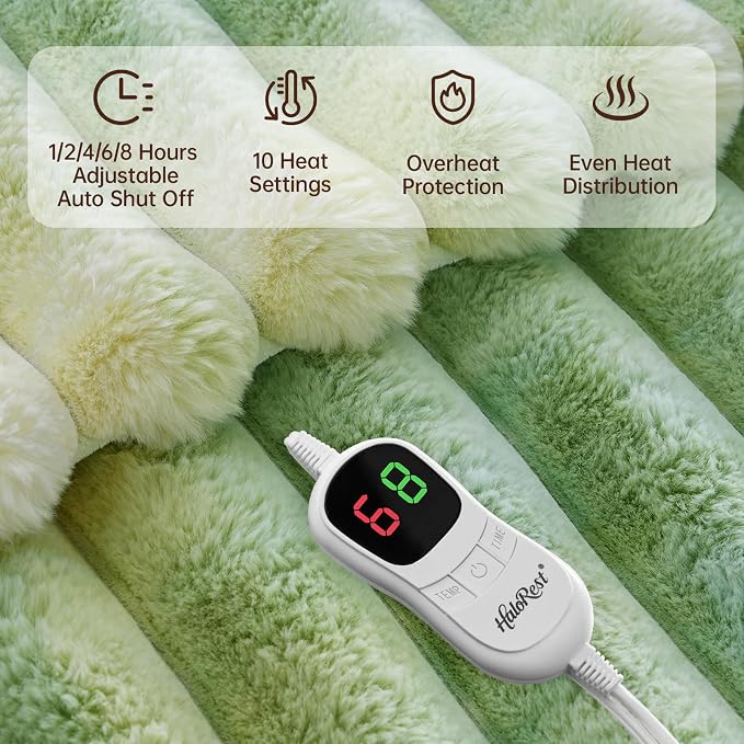 Heated Throw Blanket, Faux Fur Cozy Heating Blanket - Image 3