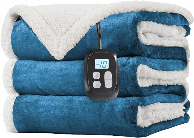 LaffyLo Electric Heated Blanket Twin Size 62 x 84, Fast Heating Blanket by LAFFYLO