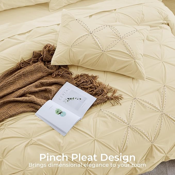 Sasttie California King Comforter Set, 7-Piece Bed in a Bag, Pintuck Bedding - Image 4