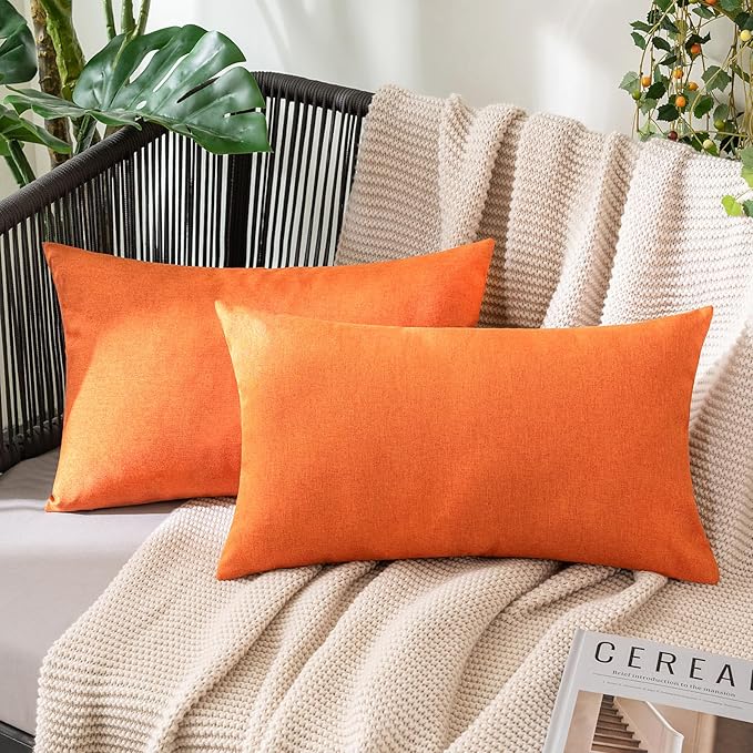 MIULEE Pack of 2 Decorative Outdoor Solid Waterproof Throw Pillow Covers Faux by MIULEE