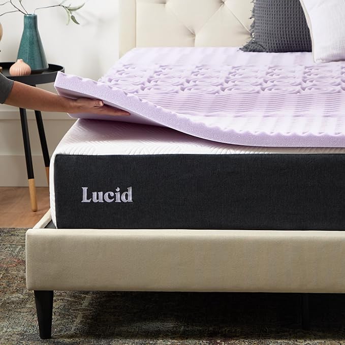 LUCID Lavender Infused 2 Inch Memory Foam Mattress Topper - Image 6