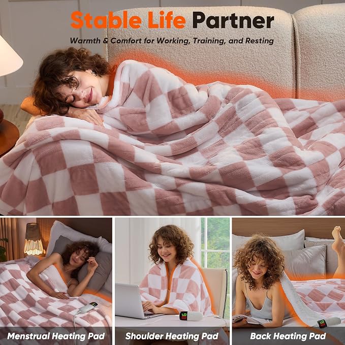 Light Pink Heated Blanket Electric Twin Size, 62X84 Heating Blanket - Image 5