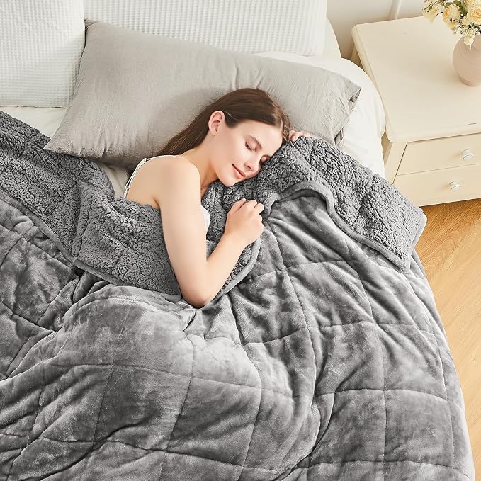 Cottonblue Weighted Blanket 15 lbs Queen Size 60x80 inches, Flannel Shaggy - Image 8