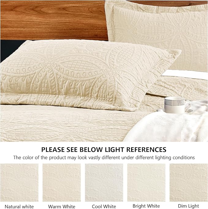 Love's cabin California King Size Quilt Set Beige Bedspreads - Image 5