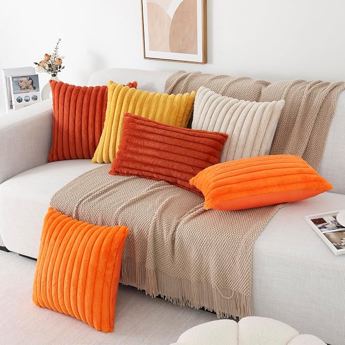 Pallene Faux Fur Plush Fall Throw Pillow Covers 20x20 Set of 2, Luxury Soft - Image 6