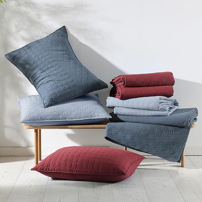 HORIMOTE HOME Burgundy Red King Size Quilt Set - Image 8