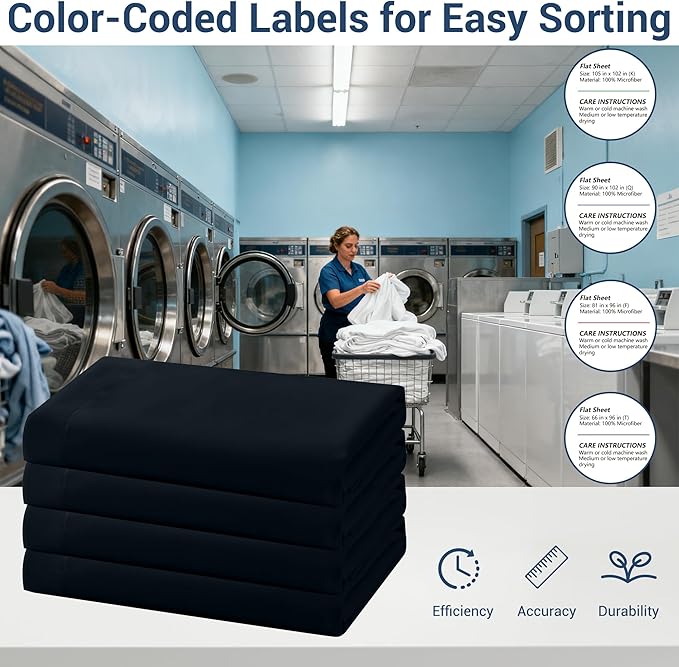 Bulk Twin Flat Sheets Only, 6 Pack Quick Sort Top Bed Sheet, Color-Coded Label - Image 4