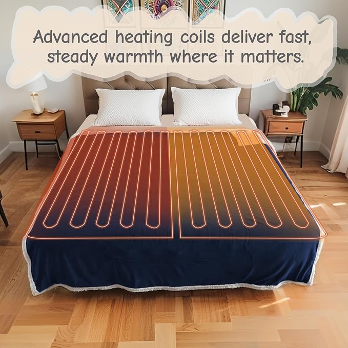 Electric Heated Blanket Full Size 72"x84", Soft Flannel - Image 4