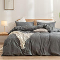 BESTOUCH Duvet Cover Set 100% Washed Cotton Linen Feel Super Soft Comfortable by BESTOUCH