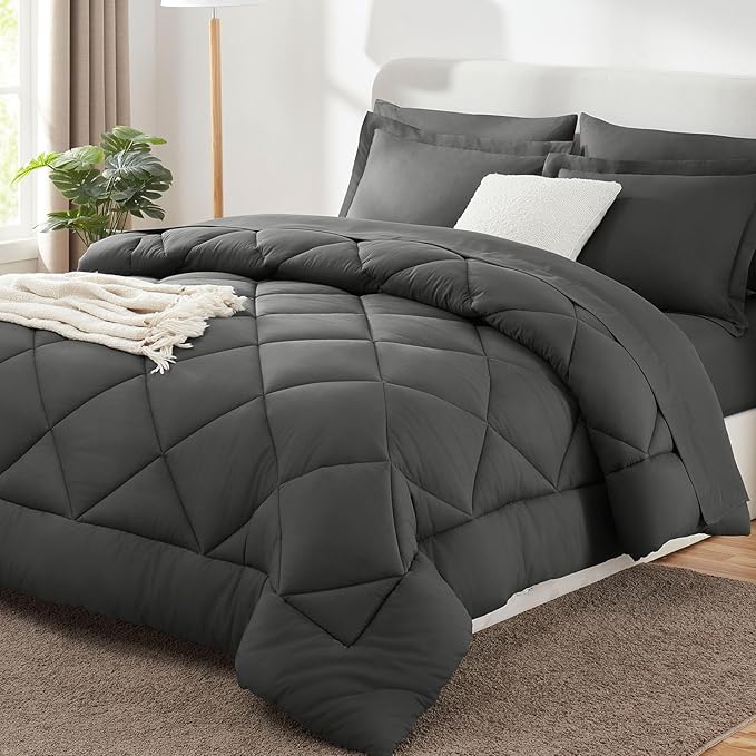 CozyLux King Size Comforter Set Dark Grey by CozyLux