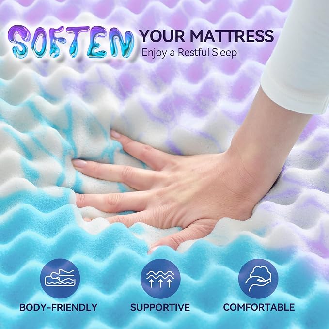 SINWEEK 2 Inch Egg Crate Memory Foam Mattress Topper Twin Size, Soft Mattress - Image 6