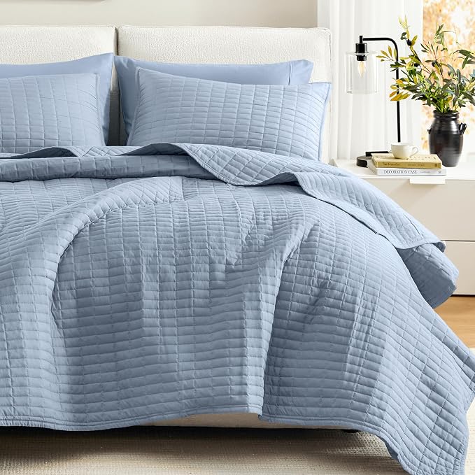 Comfort Spaces Kienna Quilt Set- Double Sided Stitching Design Summer Blanket by ComfortSpaces