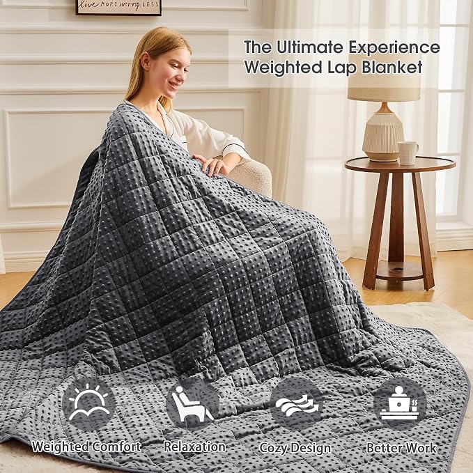 Grey Weighted Blanket for Adults 20lbs, Twin Full Size Cooling Minky Heavy - Image 4