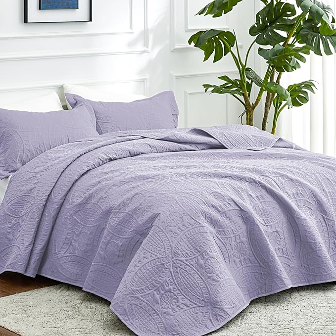 Love's cabin King Size Quilt Bedding Set Lavender Bedspreads - Image 2