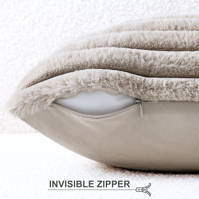 Pallene Faux Fur Plush Lumbar Throw Pillow Covers 12x20 Set of 2, Luxury Soft - Image 3
